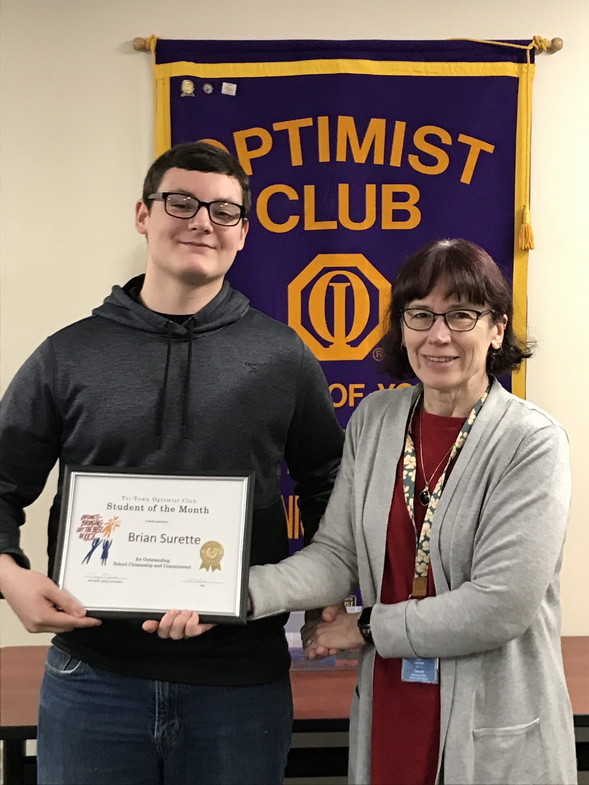 Tri-Town Optimist Club Student of the Month 2022